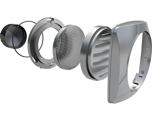 Explosie tekening van een ademhalingsmasker met filter