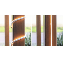 Flexibele ledverlichting op houten paal, twee installatiemogelijkheden