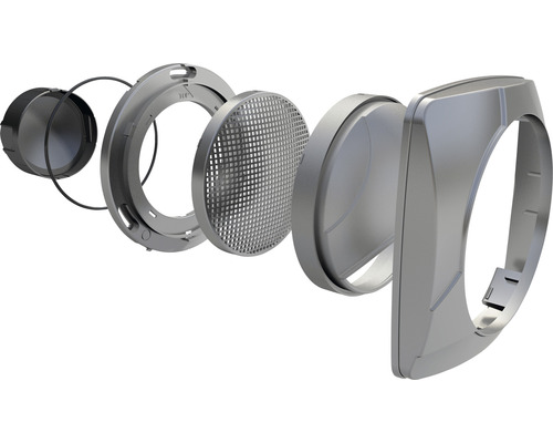 Explosietekening van een ronde afzuigkap