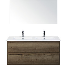 Dubbele wastafel met spiegel voor de badkamer