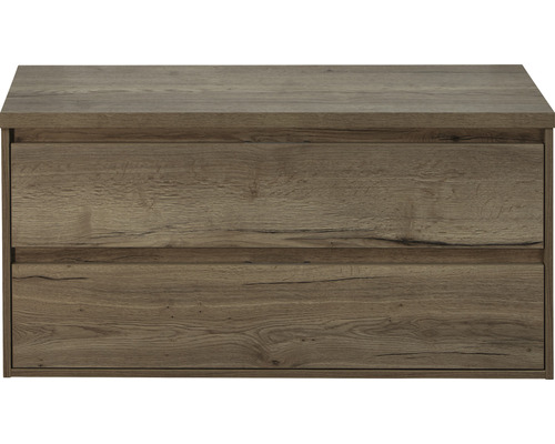 SANOX Badkamermeubel Pulse 120 cm - 2 laden tabacco incl. tabacco bovenblad Wastafelonderkast met twee lades