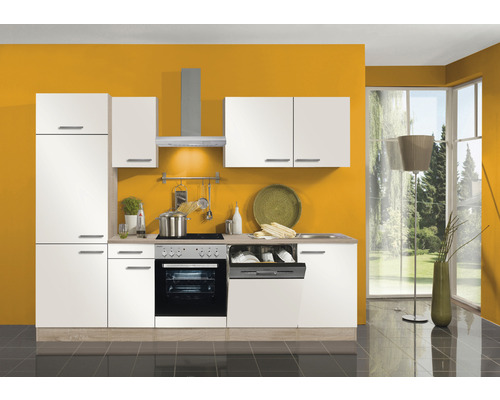 OPTIFIT Keukenblok met apparatuur Dakar286 wit mat 270x60 cm Moderne keuken met inbouwapparatuur en lichte fronten voor een gekleurde muur