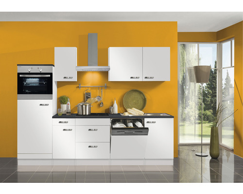 OPTIFIT Keukenblok met apparatuur Lagos286 wit mat 270x60 cm Complete keuken met apparatuur, spoelbak en vaatwasser in een helder, modern design