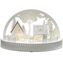 Kerstlichtdecoratie met huizen, bomen en herten van hout