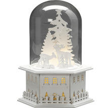 Decoratieve sneeuwbol met huis, kerstbomen en dierenfiguren voor sfeervolle kerstdecoratie