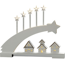 Kerstkandelaar met sterren en huizen