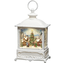 Decoratieve sneeuwlantaarn met winterdorpsscène en LED-verlichting voor de kerstperiode