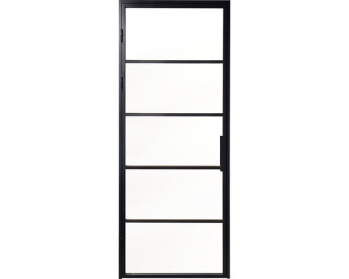 PERTURA 2001 Deur en kozijn industrieel zwart gepoedercoat aluminium links 88 x 231,5 cm