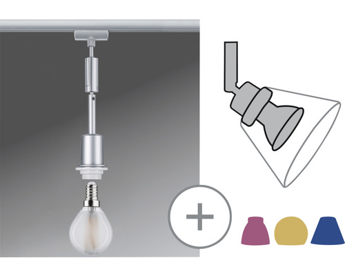 Afbeelding van een lamp voor railmontage met verwisselbare lampenkappen