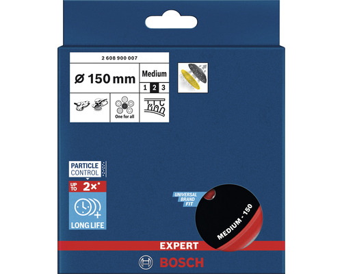 Verpakking van Bosch EXPERT schuurschijf met een diameter van 150 millimeter