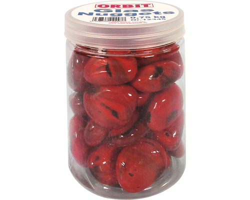 Glasnuggets in een transparante container, vulgewicht 0,75 kilogram