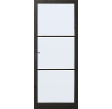 Binnendeur met drie glazen panelen en een deurklink