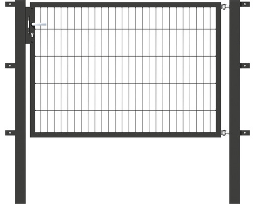 ALBERTS Enkele poort Flexo 150 x 100 cm 6/5/6 incl. palen 8 x 8 cm antraciet Metalen hekpoort met slot en handgreep