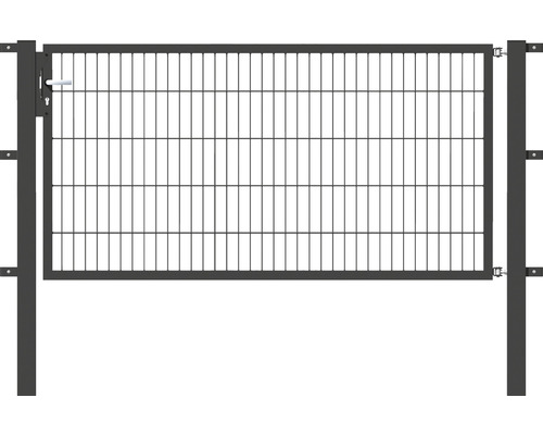ALBERTS Enkele poort Flexo 200 x 100 cm 6/5/6 incl. palen 8 x 8 cm antraciet Tuinpoort met gaasvulling en palen