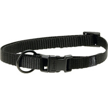 Zwarte nylon halsband voor honden met sluiting en ring