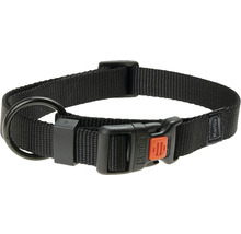 Zwarte nylon hondenhalsband met metalen gesp en D-ring