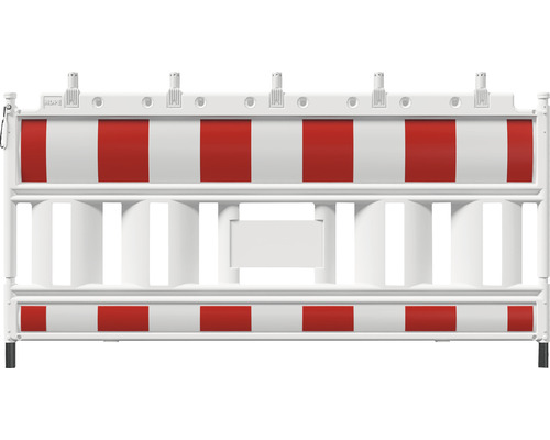 Bouwhek met rood-witte strepen voor de beveiliging van bouwplaatsen