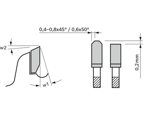 Technische tekening van een frees met maatvoering