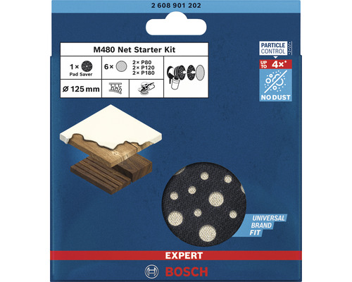 Bosch Expert M480 Net Starter Kit met schuurschijven en pad saver, diameter 125 mm