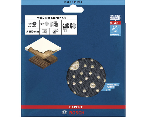 Bosch M480 net starterskit met schuurschijven en pad saver, diameter 150 millimeter