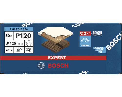 Bosch Expert schuurschijven P120, 125 millimeter diameter, 50 stuks