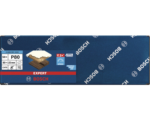 Bosch Expert schuurpapier P80, 80x133 mm, 50 stuks