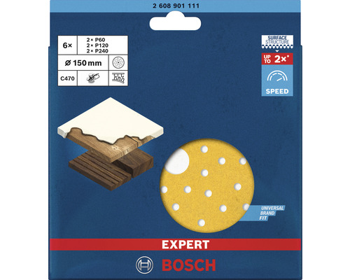 Bosch Expert C470 schuurschijvenset met verschillende korrelgroottes en 150 mm diameter