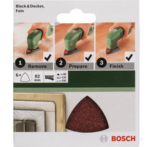 Black and Decker schuurpapier set, fijne korrel, zes stuks, 82 millimeter