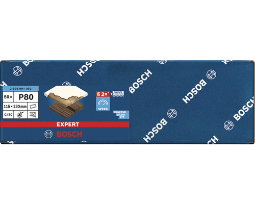Bosch Expert schuurbladen, korrel P80, 115x230 mm, 50 stuks