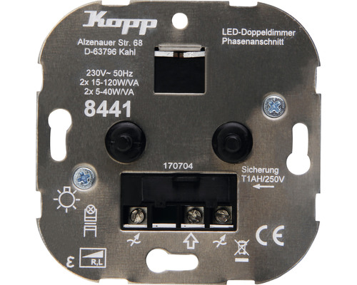 KOPP Inbouw basiselement LED duodimmer 5-40 W (R,L) 844100188