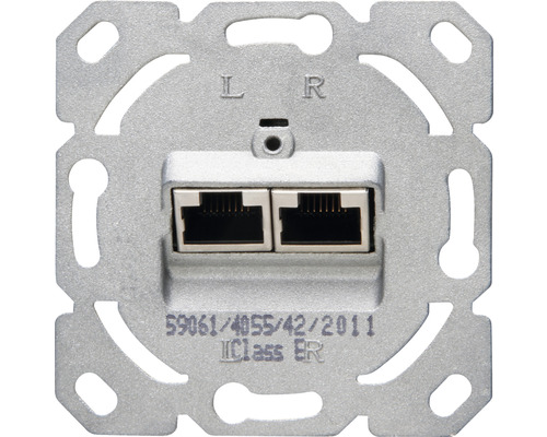 KOPP Inbouw basiselement contactdoos UAE 2-voudig RJ45 CAT6 920100183 Netwerkdoos met twee aansluitingen