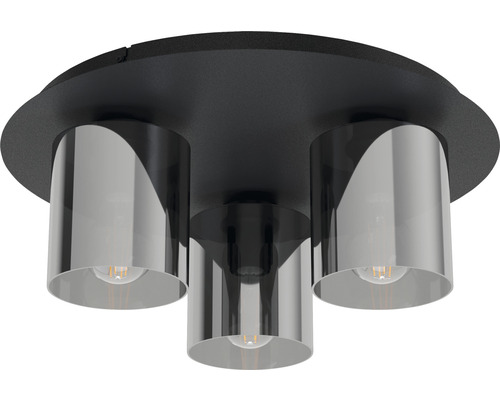 Plafondlamp met drie lichtpunten en cilindervormige kappen