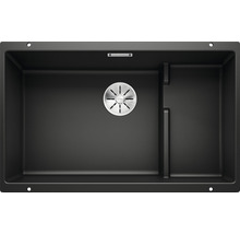 Zwarte spoelbak met afdruipvlak en zeefkorfventiel