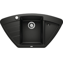 Hoekspoelbak van graniet met afdruiprek en zeefkorf