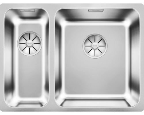 BLANCO Spoelbak Solis 340/180-If geborsteld RVS 44x58,5 cm Spoelbak van roestvrij staal met twee bakken