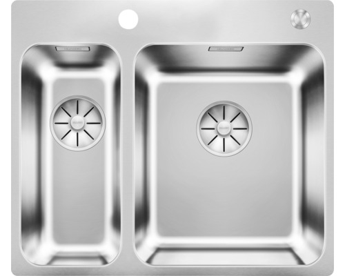 Spoelbak met twee bakken van roestvrij staal