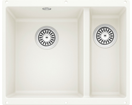 Spoelbak met twee bakken en afvoersysteem