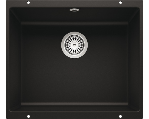 Zwarte spoelbak met afvoergarnituur