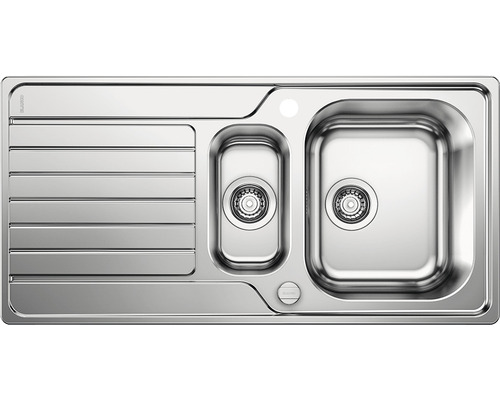 Spoelbak van roestvrij staal met afdruiprek en twee spoelbakken