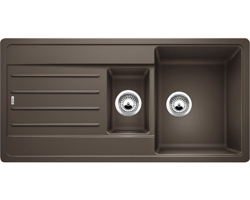 Spoelbak met afdruiprek en twee bassins