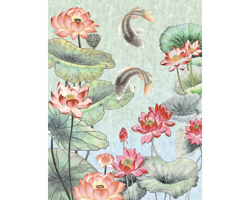 A.S. CRÉATION Fotobehang vlies DD118830 Metropolitan Stories 2 Tokio 200x260 cm Illustratie met lotusbloemen en vissen