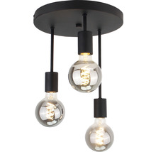Plafondlamp met drie lampen en ronde lampenkappen