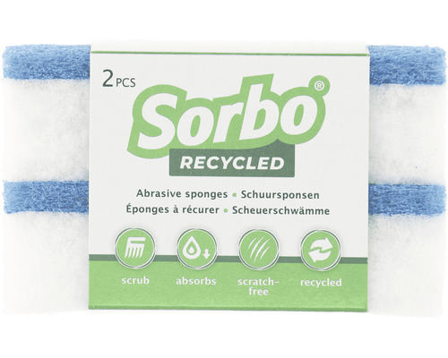SORBO Schuurspons recycled krasvrij, 2 stuks