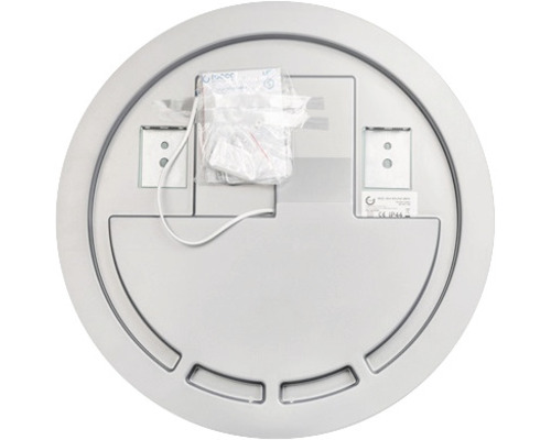 Achterkant van een ronde spiegel voor de badkamer