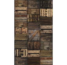 Behang met houten kistenmotief voor wanddecoratie