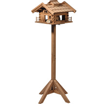 Vogelhuis in chaletstijl met standaard voor de tuin