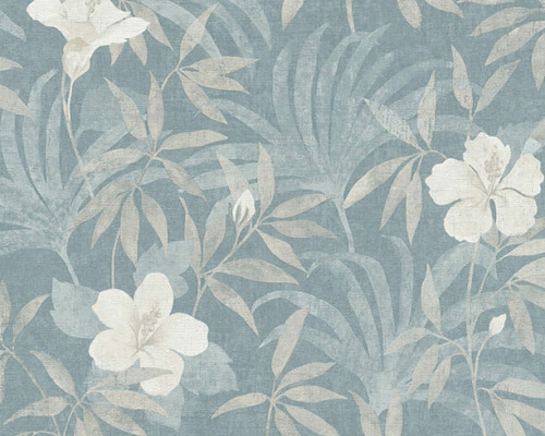 Behang met bloemen- en bladerpatroon