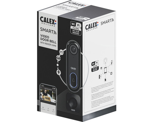 Calex slimme video deurbel met binnenshuis gong in productverpakking