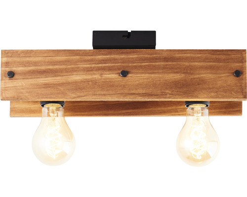 Houten plafondlamp met twee lampen