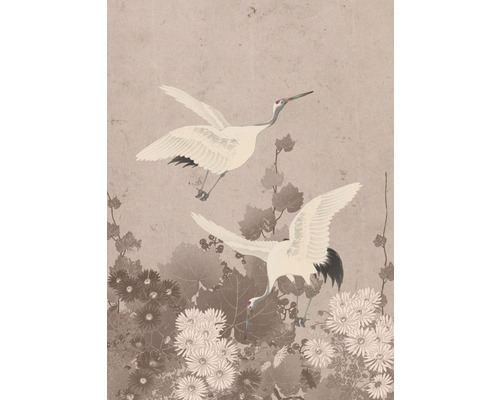 ESTAHOME Fotobehang vlies 158946 Paradise kraanvogels grijs/roze 200x279 cm